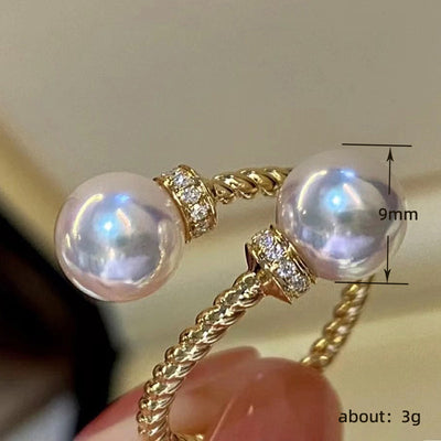 Simple Twist Double Beads Adjustable Ring