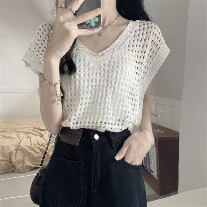 Loose Short-sleeved Sweater For Women Spring New Outerwear