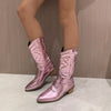 Mid-calf Solid Color Pointed Martin Boots
