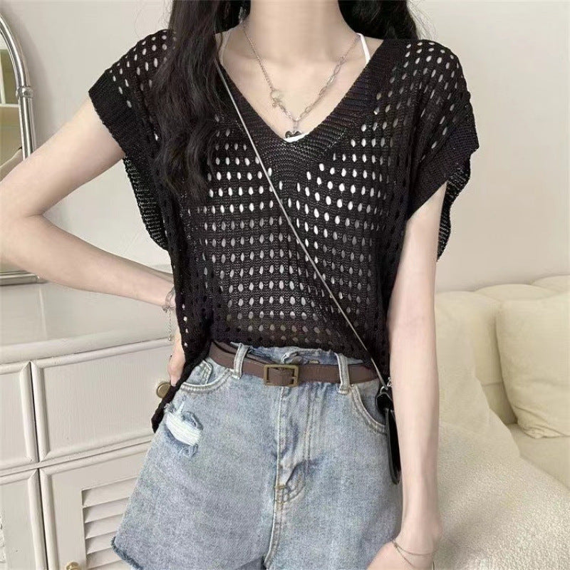 Loose Short-sleeved Sweater For Women Spring New Outerwear
