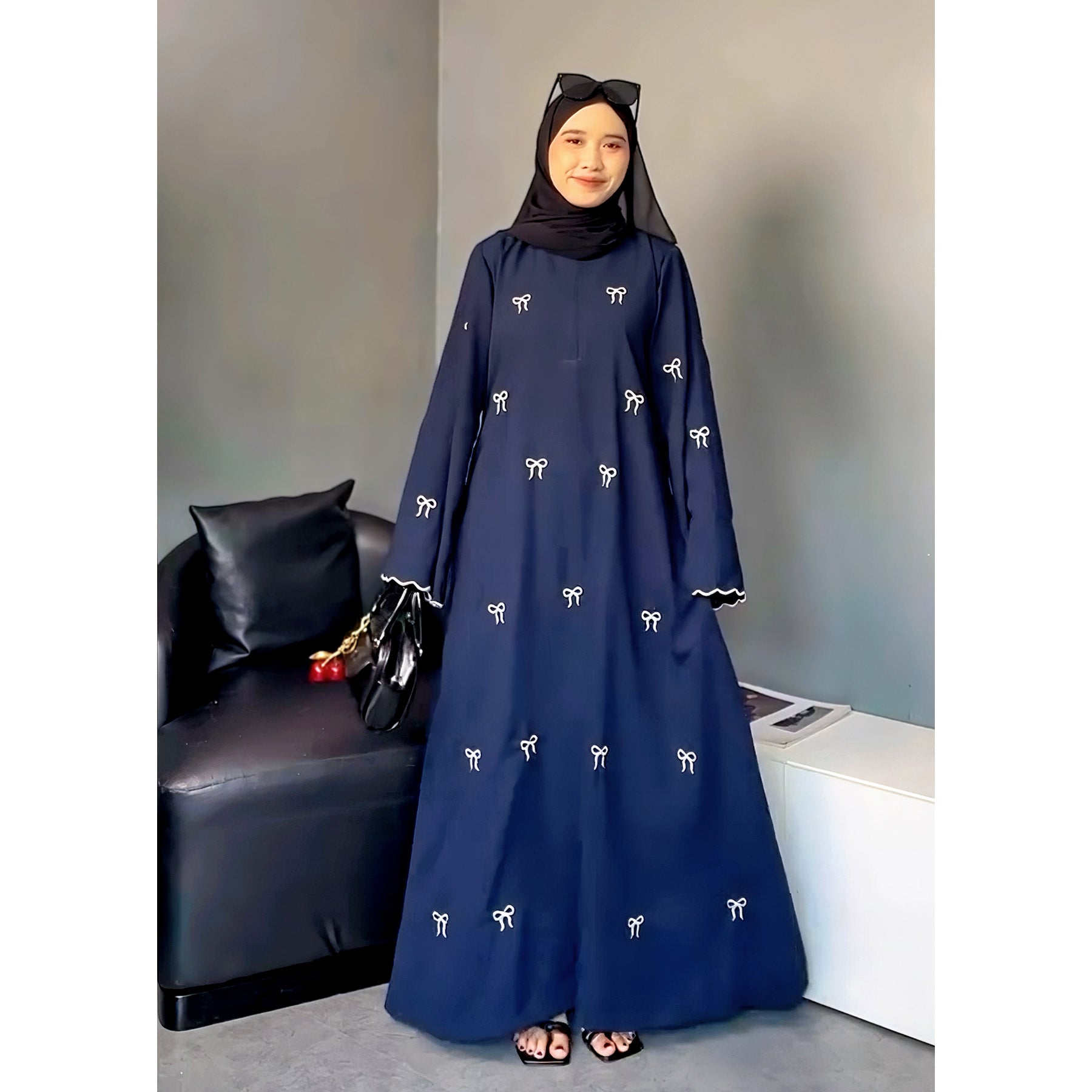 Dubai Middle East Turkey Dubai Bowknot Embroidery Dress