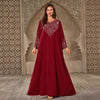 Fashion Rhinestone V-neck Casual Loose Dubai New Dress