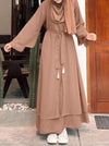 Leisure Loose Plus Size Crew Neck Belt Dress