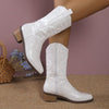 Mid-calf Solid Color Pointed Martin Boots