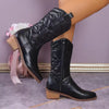 Mid-calf Solid Color Pointed Martin Boots