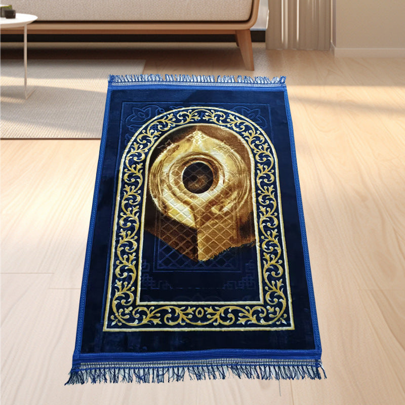 Thick Flannel Qibla Mat Convenient Stain Resistant Prayer Mat