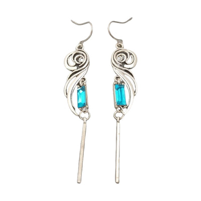 Geometric Inlaid Square Zircon Fashion Long Tassel Women's Earrings