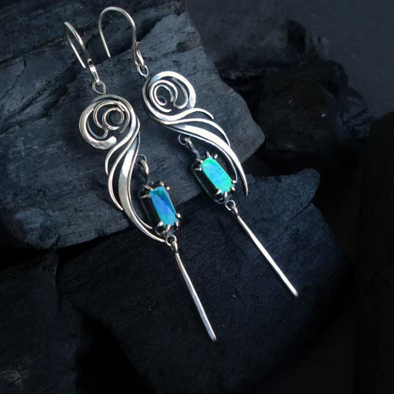 Geometric Inlaid Square Zircon Fashion Long Tassel Women's Earrings