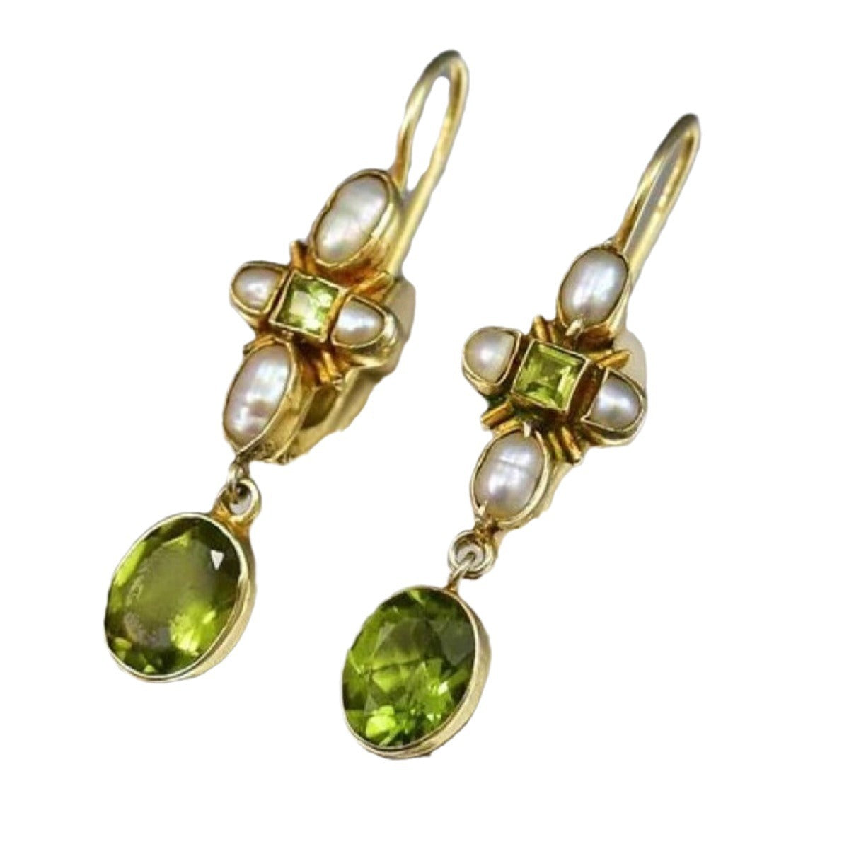 New Retro Geometric Personalized Green Crystal Earrings