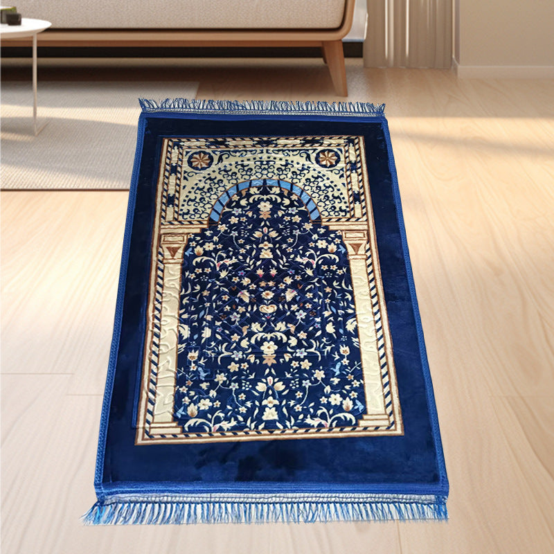 Thick Flannel Qibla Mat Convenient Stain Resistant Prayer Mat