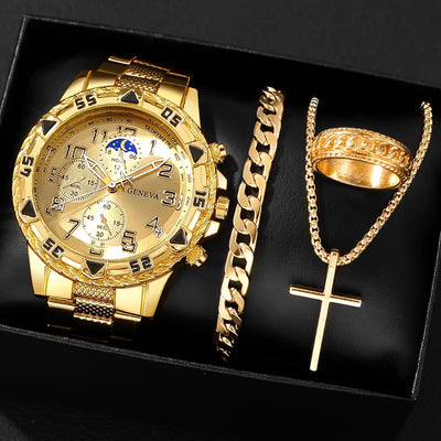 Blue Light Glass High Sense Men's Business Watch Ornament 4-piece Set