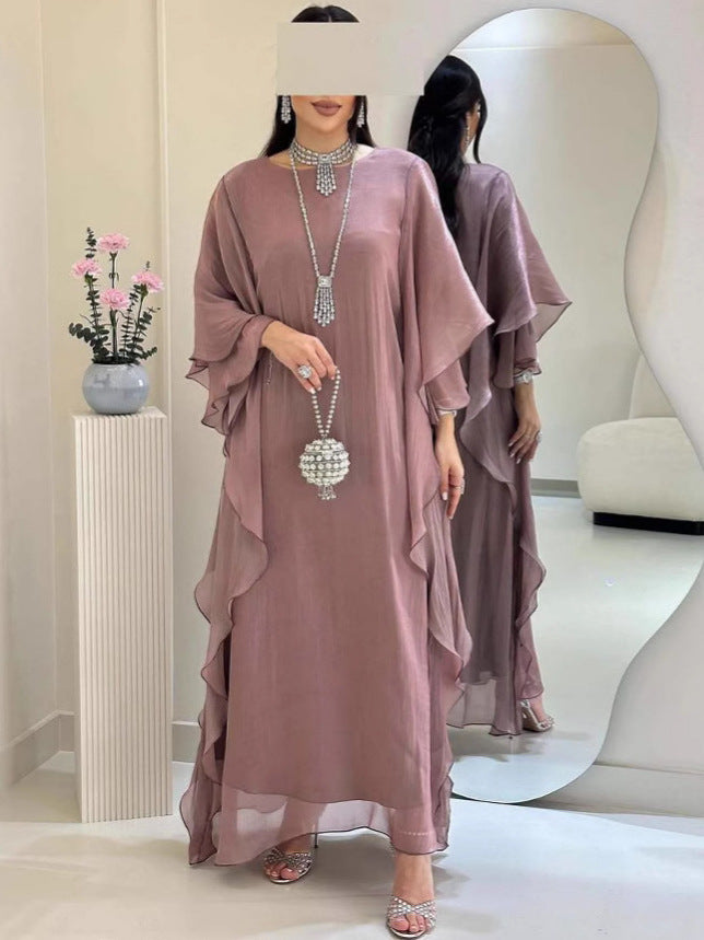 Women's Solid Color Loose Casual Dubai Cardigan Robe Dress