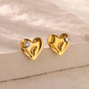 Convex Heart-shaped Inlaid Beads Light Luxury Earrings