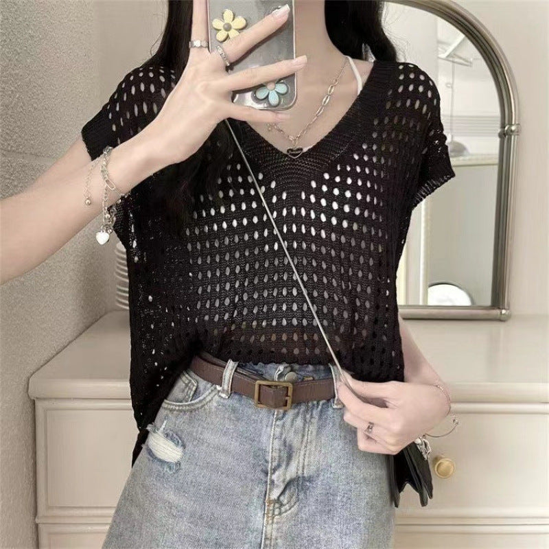 Loose Short-sleeved Sweater For Women Spring New Outerwear