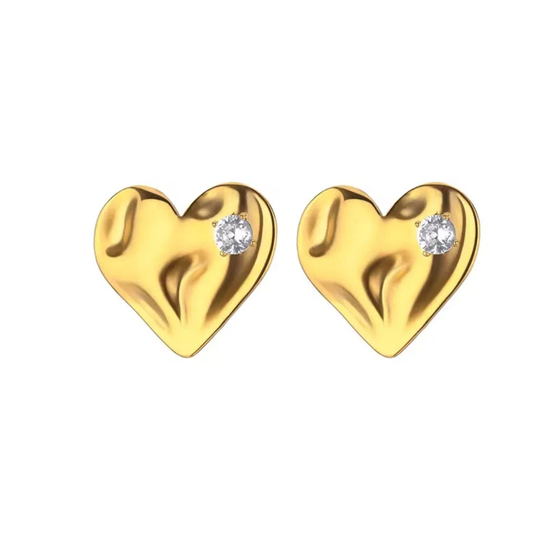 Convex Heart-shaped Inlaid Beads Light Luxury Earrings