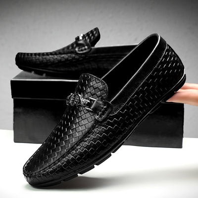 Spring And Summer White Lazy Doug Shoes Men's British Casual Leather Shoes