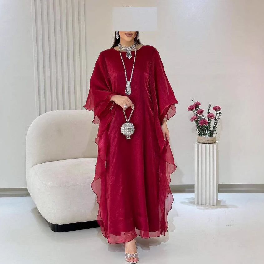 Women's Solid Color Loose Casual Dubai Cardigan Robe Dress