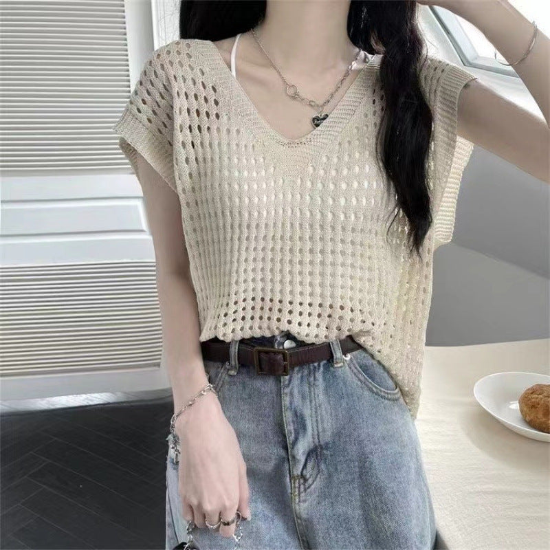 Loose Short-sleeved Sweater For Women Spring New Outerwear