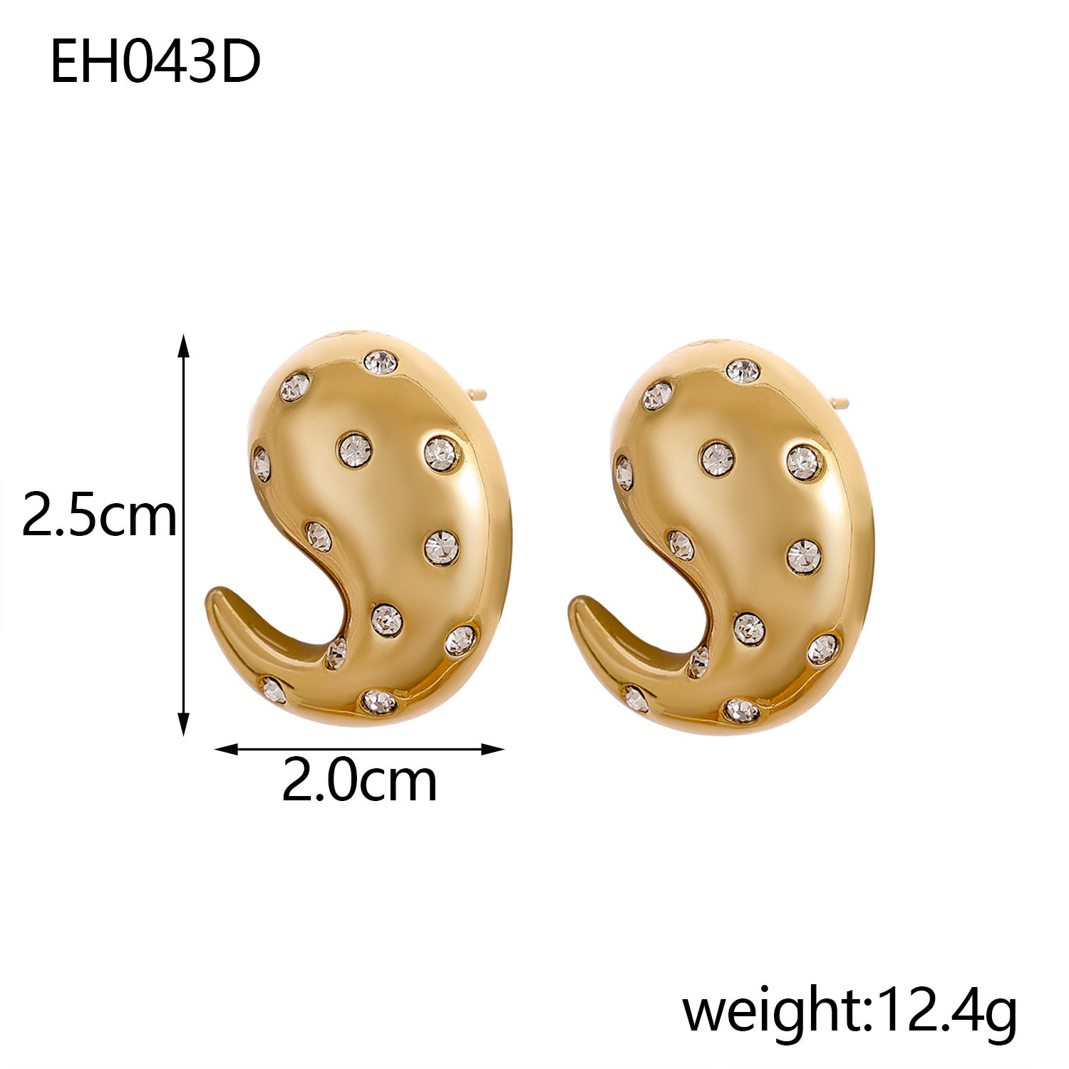 18K Gold Non-fading Diamond Earrings