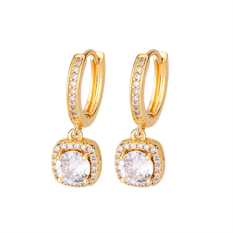 Popular Princess Square Bag 1 Karat Moissanite Silver Earrings