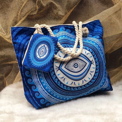 Devil's Eye Women's Cotton Portable Large Capacity Seaside Shoulder Bag