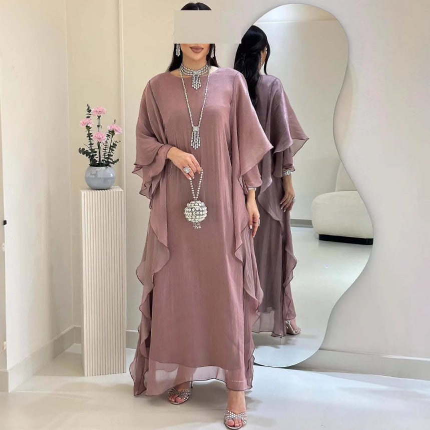 Women's Solid Color Loose Casual Dubai Cardigan Robe Dress