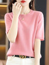 Knitted Short Sleeve Loose T-shirt Inner Wear Sweater Non-cashmere Bottoming Shirt