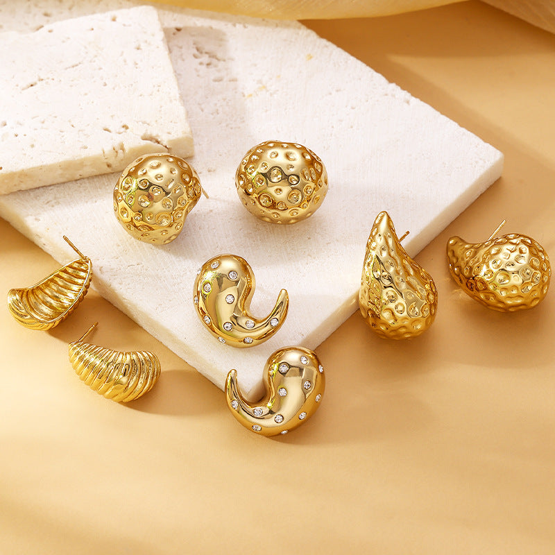 18K Gold Non-fading Diamond Earrings