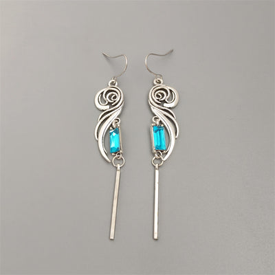 Geometric Inlaid Square Zircon Fashion Long Tassel Women's Earrings