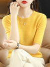 Knitted Short Sleeve Loose T-shirt Inner Wear Sweater Non-cashmere Bottoming Shirt