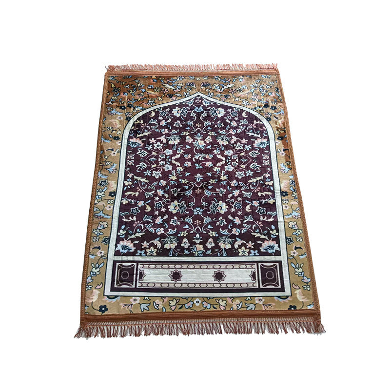Thick Flannel Qibla Mat Convenient Stain Resistant Prayer Mat