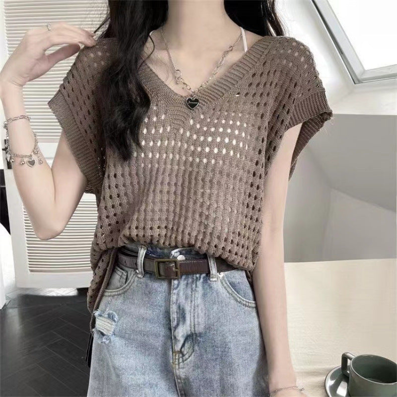 Loose Short-sleeved Sweater For Women Spring New Outerwear