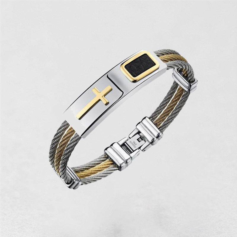 Cross Titanium Steel Men's Bracelet
