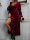European And American Women's Clothing Party Velvet Mid-length Dress