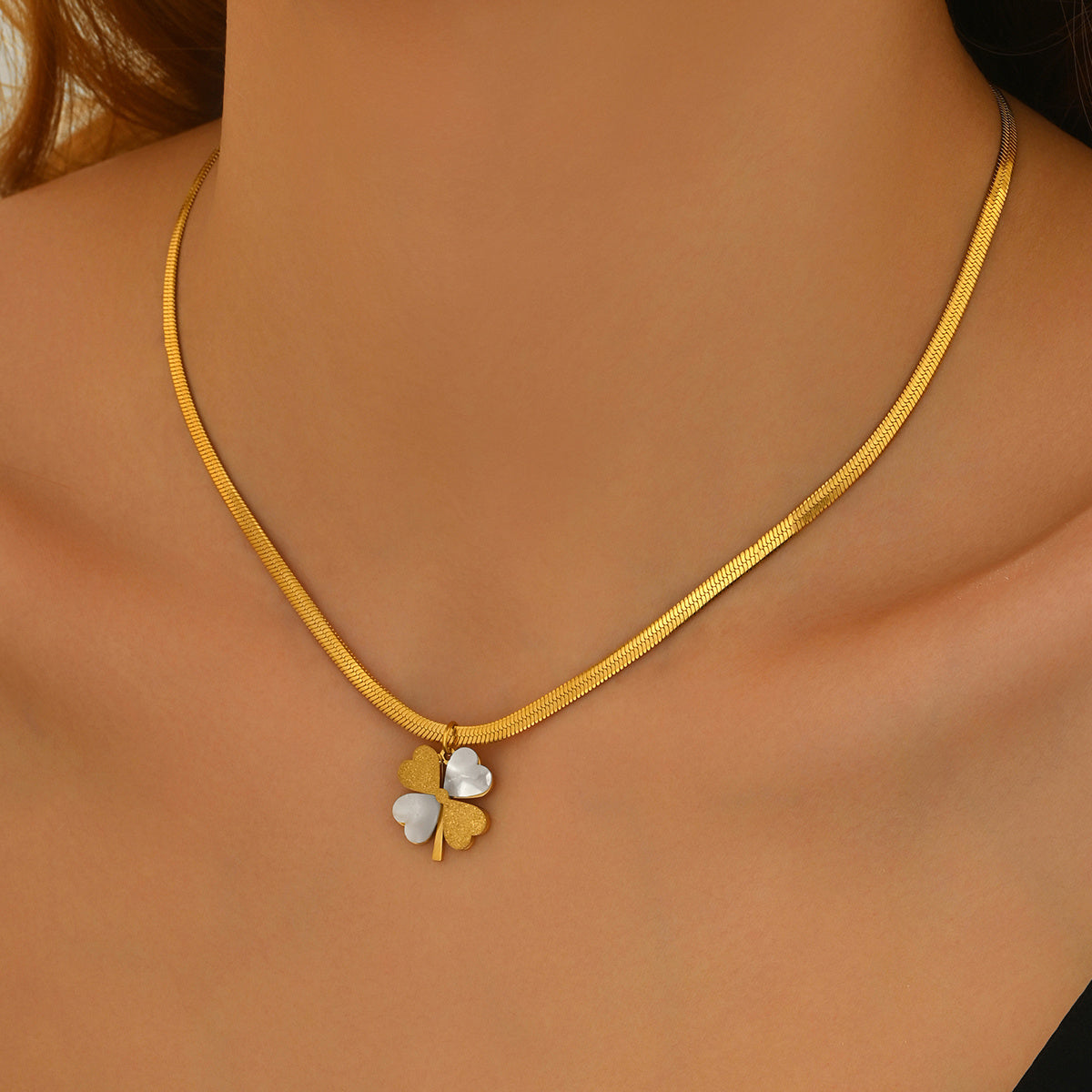 Lxalry 18K Gold Plated Double Luck Necklace