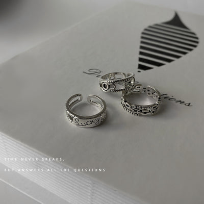 Retro Light Luxury Chain Letter Double-layer Ring Women
