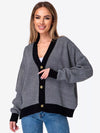 Contrast Striped Sweater Jacket, Long Sleeved Top