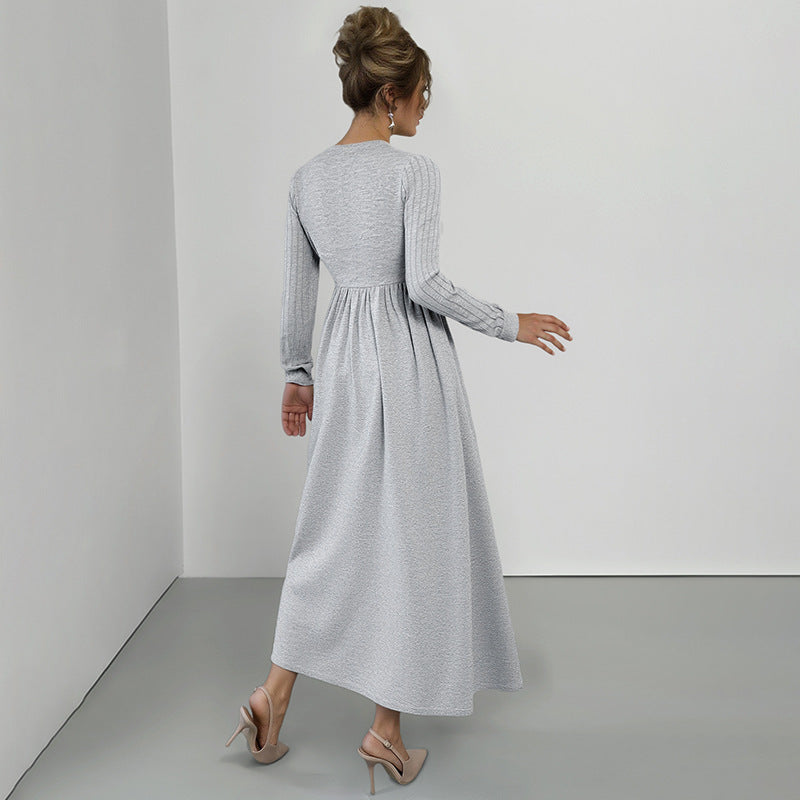 V-neck Long-sleeve Dress Women's