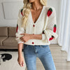 Casual Cardigan European And American Ladies Strawberry Jacquard Sweater