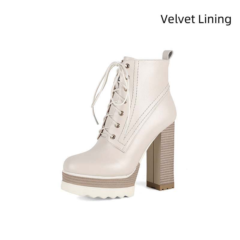Women's Chunky Heel Waterproof Platform High Heel Boots