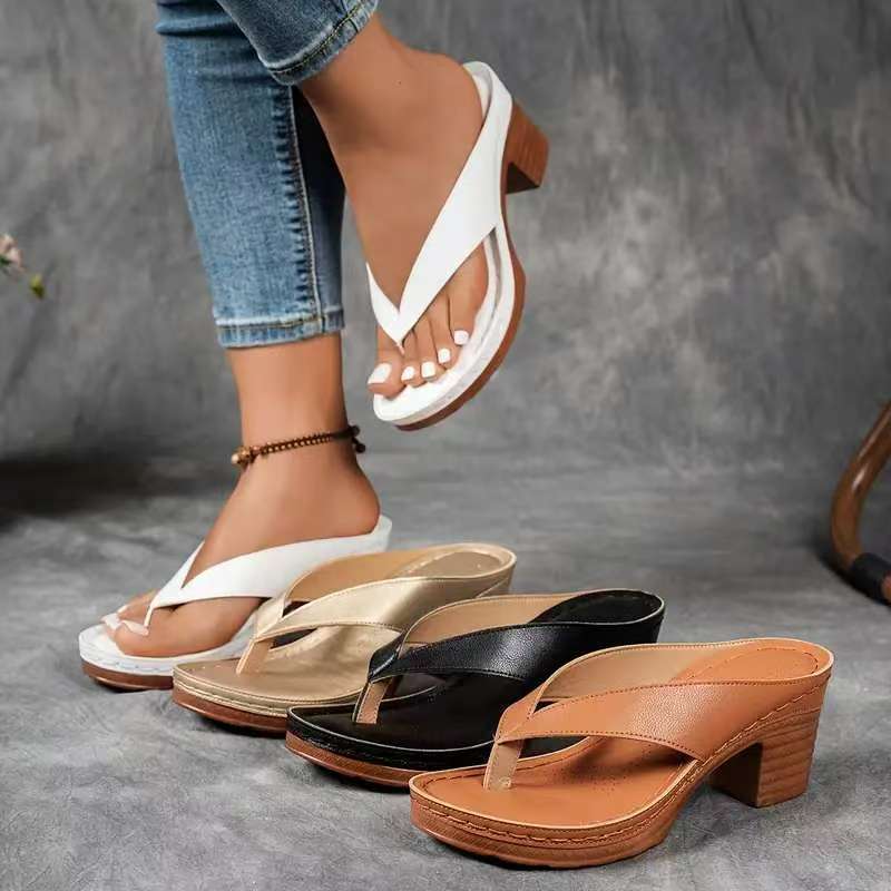 Women's Solid Color Flip-flops Fashion Wedge