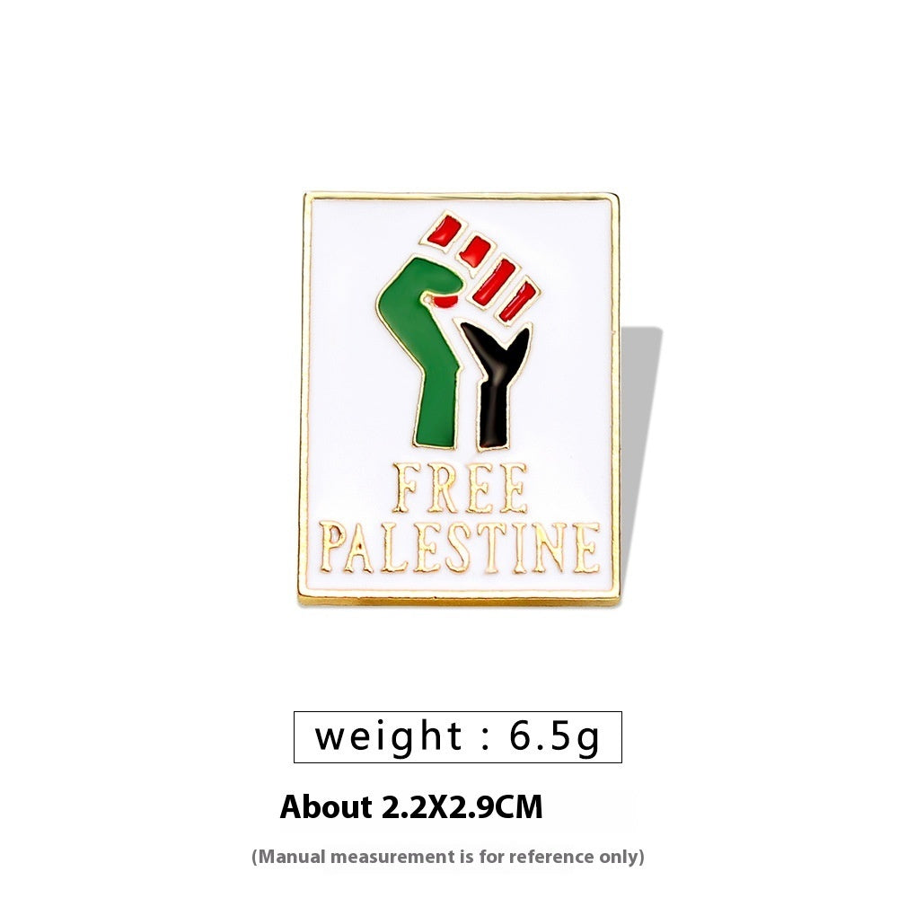 Free Palestine Flag Brooch Gold Badge Clothes Accessories Pin