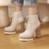 Women's Chunky Heel Waterproof Platform High Heel Boots