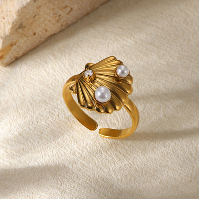 Stainless Steel Open Ring Plated 18K