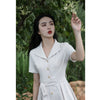 Elegant Suit Collar White Shirt Slim White Dress