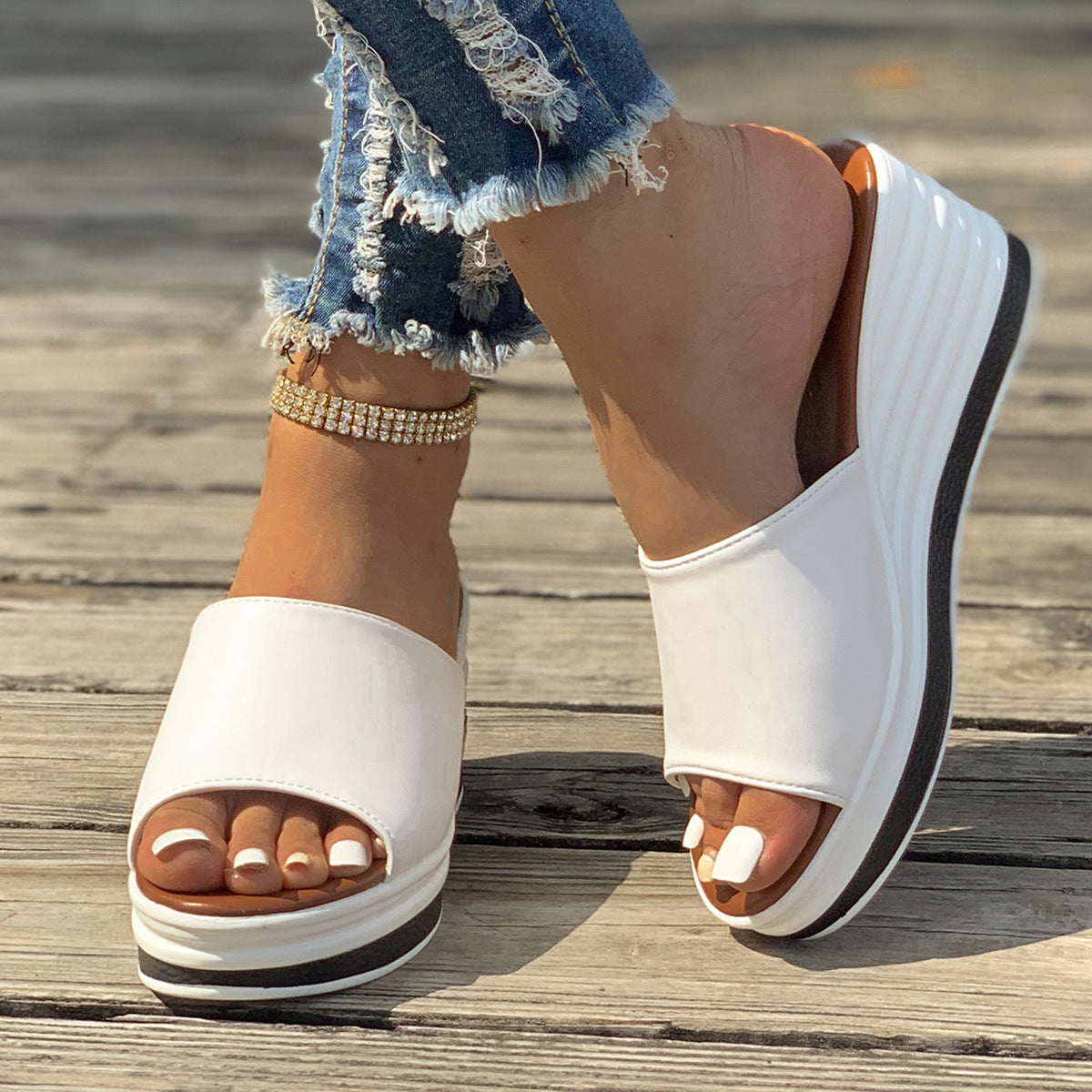 Female Stylish Peep Toe Wedge Sandals
