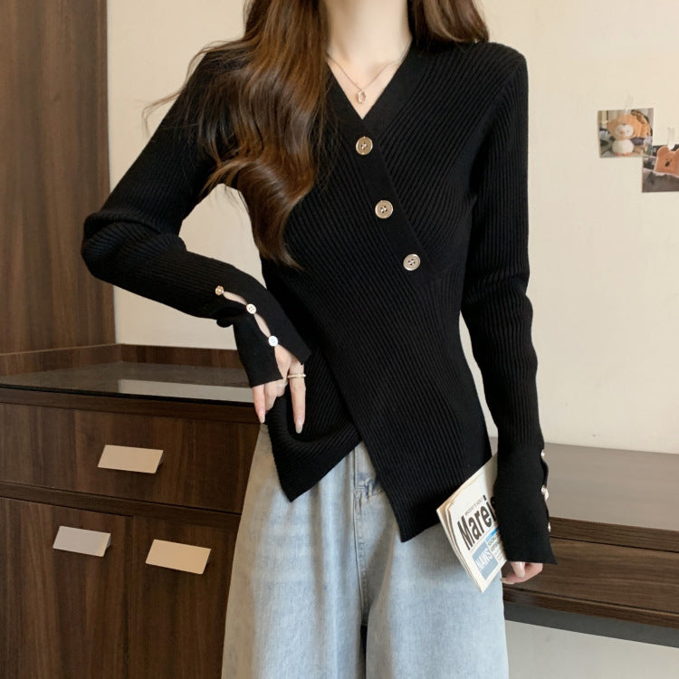 V-neck Pullover Design Sense Slimming Inner Autumn Sweater
