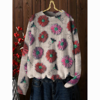 Western Style Beautiful Design Loose Slimming Printed Sweater Niche Fashion