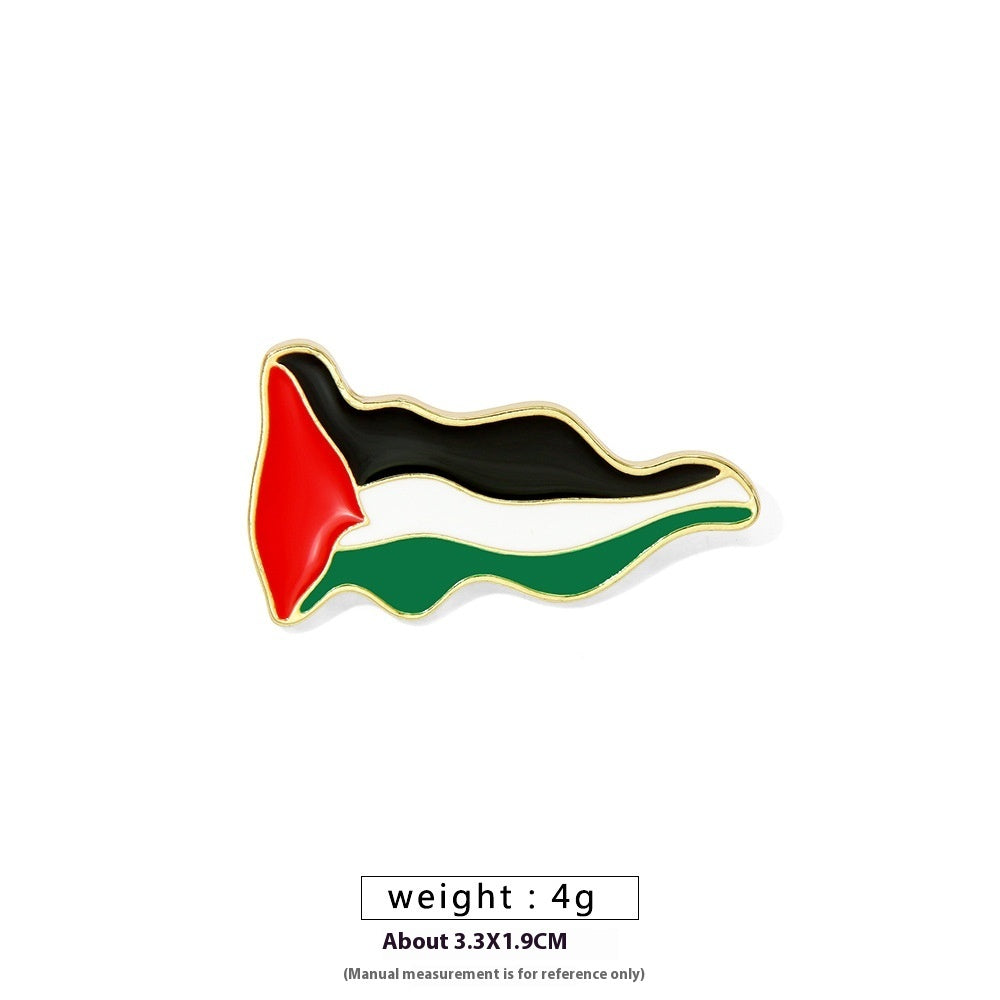 Free Palestine Flag Brooch Gold Badge Clothes Accessories Pin