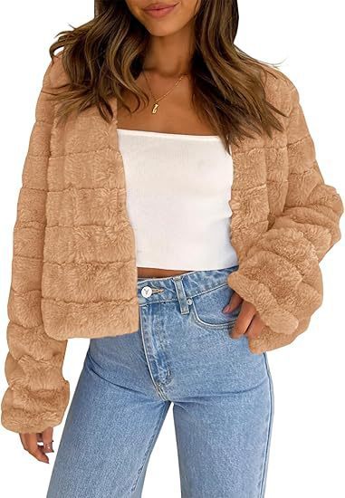 Faux Fur Long Sleeve Front Cardigan Short Coat